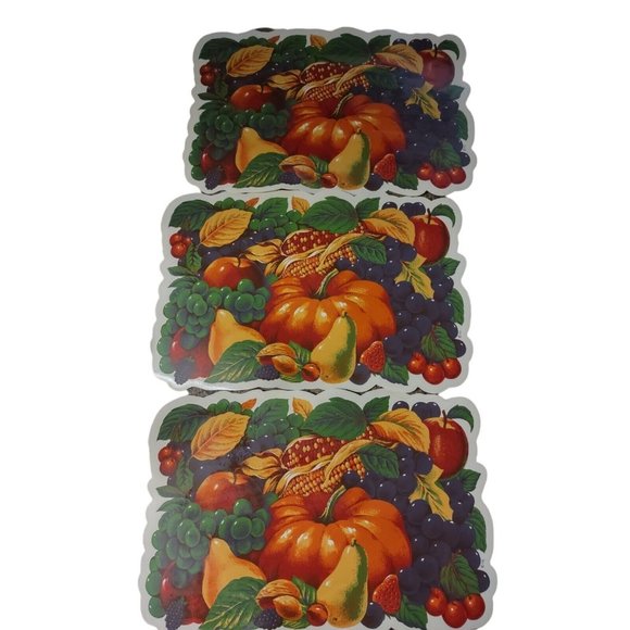 Vintage Town & Country Living Fall Pumpkin Puffy Plastic Placemats Set Of 5 - Picture 2 of 7